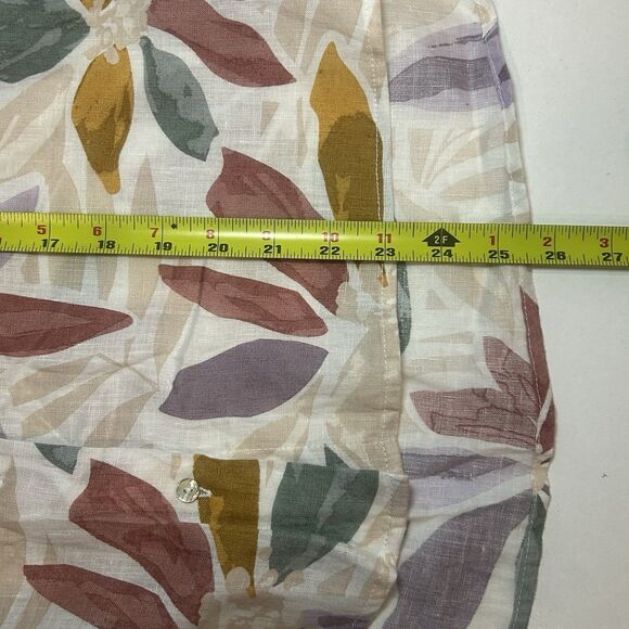 Nicole Miller NY Women's Linen Blouse Floral Short Sleeve Button Front Sz M Top - Picture 5 of 6